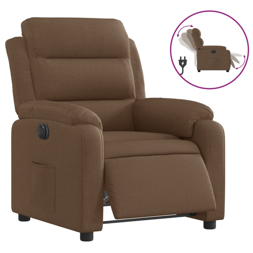 vidaXL Fotoliu rabatabil electric, maro, material textil