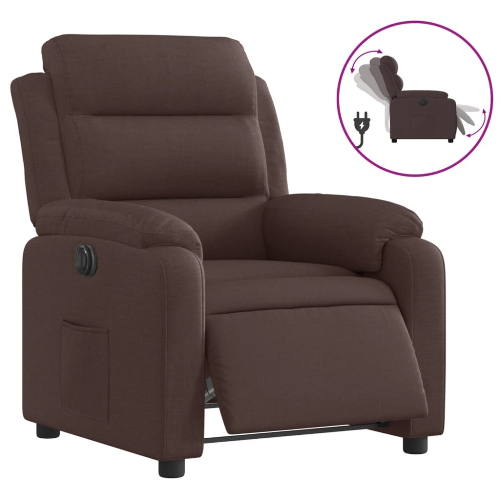 vidaXL Fotoliu rabatabil electric, maro închis, material textil