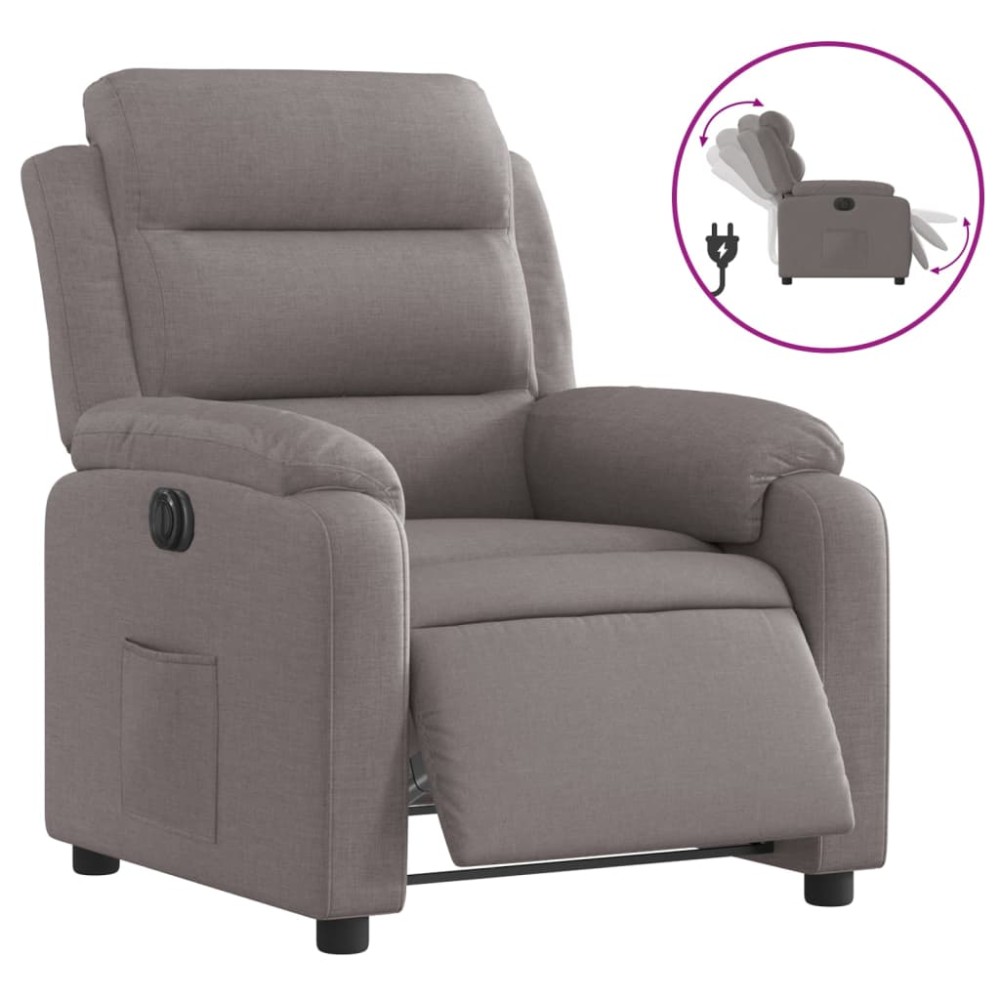 vidaXL Fotoliu rabatabil electric, gri taupe, material textil