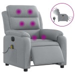 vidaXL Fotoliu electric de masaj rabatabil, gri deschis, microfibră