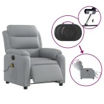 vidaXL Fotoliu electric de masaj rabatabil, gri deschis, microfibră