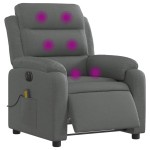 vidaXL Fotoliu electric de masaj rabatabil, gri închis, textil