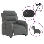 vidaXL Fotoliu electric de masaj rabatabil, gri închis, textil