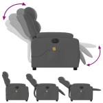 vidaXL Fotoliu electric de masaj rabatabil, gri închis, textil