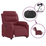 vidaXL Fotoliu electric de masaj rabatabil, roșu vin, textil vidaXL Fotoliu electric de masaj rabatabil, roșu vin, textil