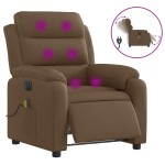 vidaXL Fotoliu electric de masaj rabatabil, maro, textil