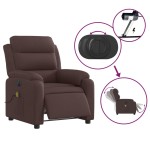 vidaXL Fotoliu electric de masaj rabatabil, maro închis, textil