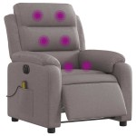 vidaXL Fotoliu electric de masaj rabatabil, gri taupe, textil