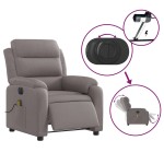 vidaXL Fotoliu electric de masaj rabatabil, gri taupe, textil