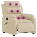 vidaXL Fotoliu electric de masaj rabatabil, crem, textil