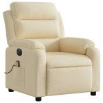 vidaXL Fotoliu electric de masaj rabatabil, crem, textil
