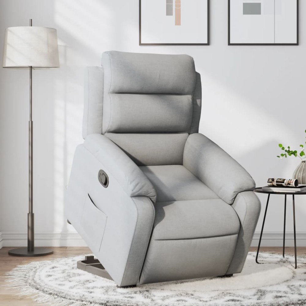 vidaXL Fotoliu rabatabil cu ridicare, gri deschis, material textil