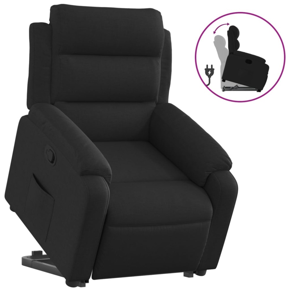 vidaXL Fotoliu rabatabil cu ridicare pe verticală, negru, textil