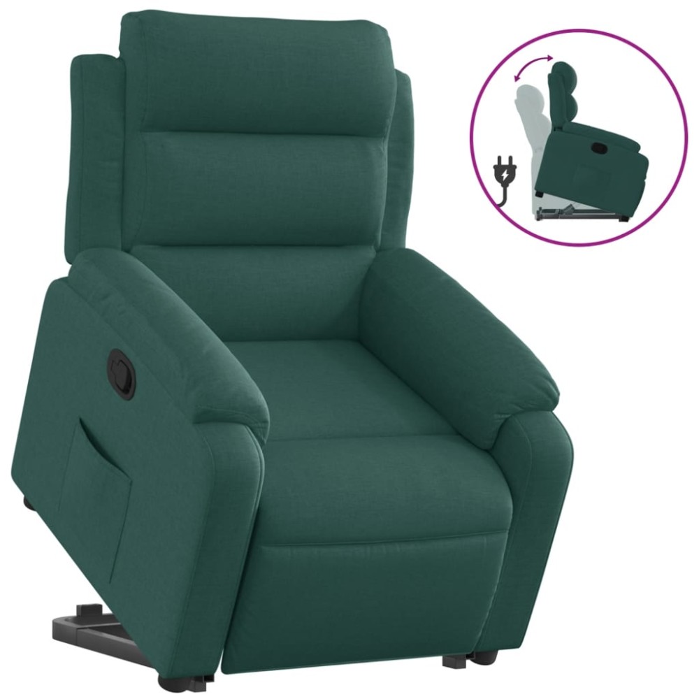 vidaXL Fotoliu rabatabil ridicare pe verticală, verde închis, textil