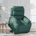 vidaXL Fotoliu rabatabil ridicare pe verticală, verde închis, textil vidaXL Fotoliu rabatabil ridicare pe verticală, verde închis, textil