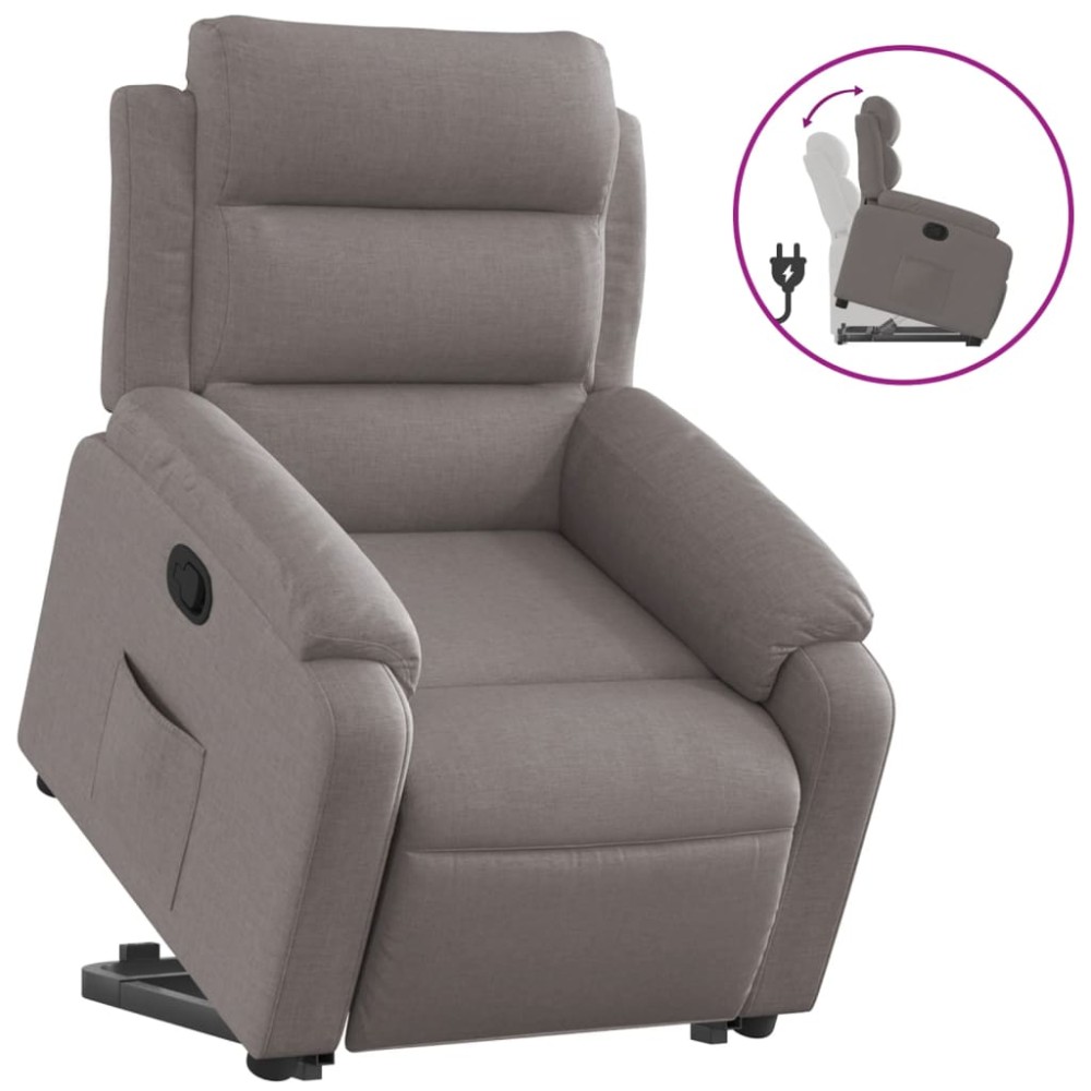vidaXL Fotoliu rabatabil cu ridicare pe verticală, gri taupe, textil