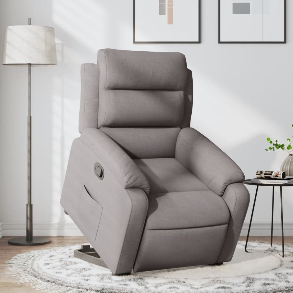 vidaXL Fotoliu rabatabil cu ridicare pe verticală, gri taupe, textil