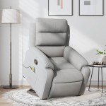 vidaXL Fotoliu de masaj rabatabil cu ridicare, gri deschis, textil vidaXL Fotoliu de masaj rabatabil cu ridicare, gri deschis, textil