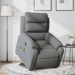 vidaXL Fotoliu de masaj rabatabil cu ridicare, gri închis, textil vidaXL Fotoliu de masaj rabatabil cu ridicare, gri închis, textil