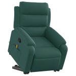 vidaXL Fotoliu rabatabil de masaj, cu ridicare, verde închis, textil