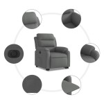 vidaXL Fotoliu electric rabatabil cu ridicare, gri închis, textil