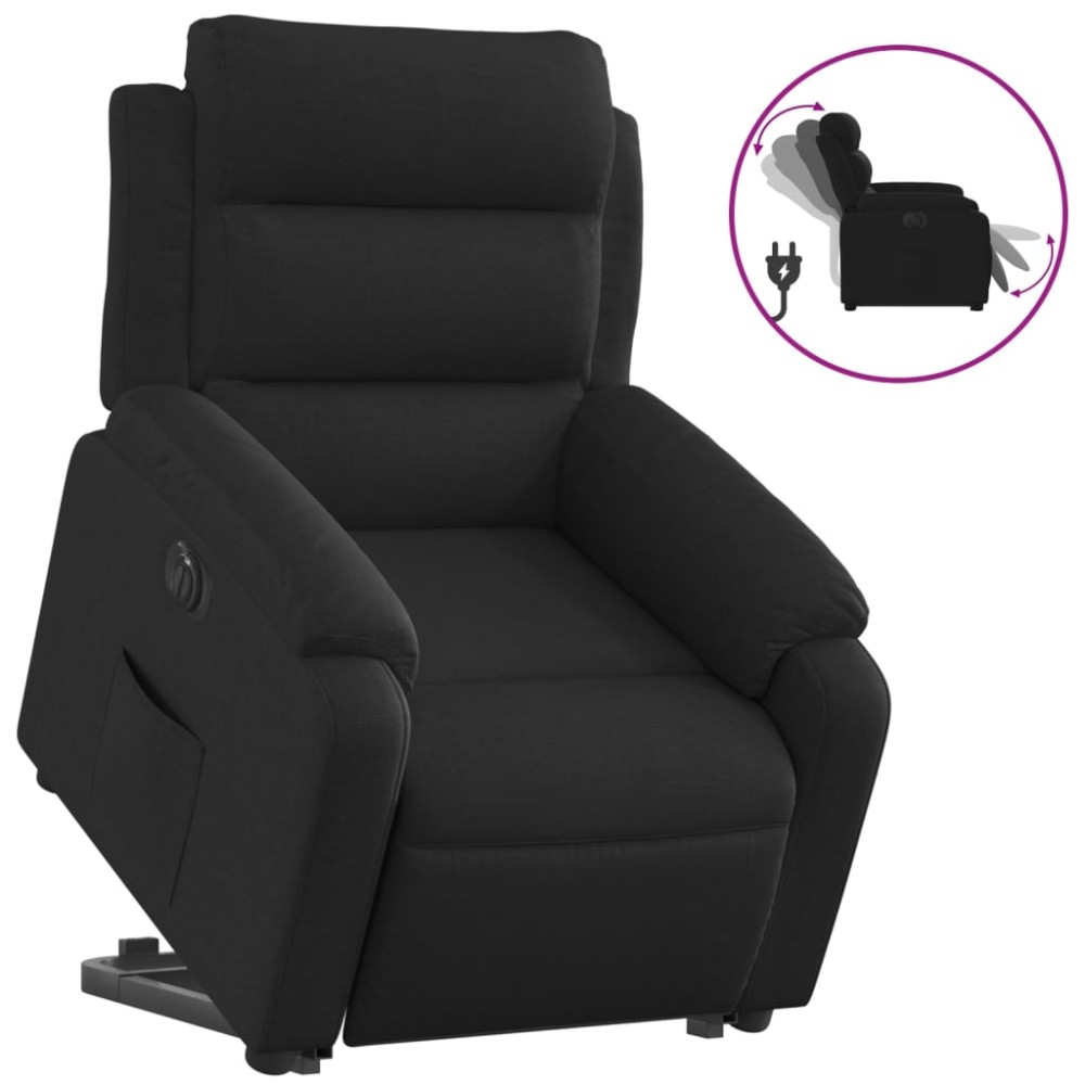 vidaXL Fotoliu electric rabatabil cu ridicare, negru, textil