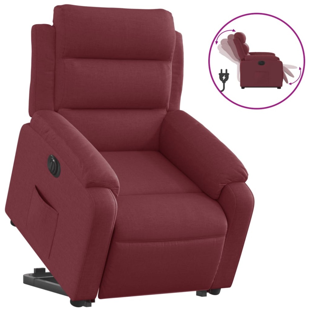 vidaXL Fotoliu electric rabatabil cu ridicare, roșu vin, textil