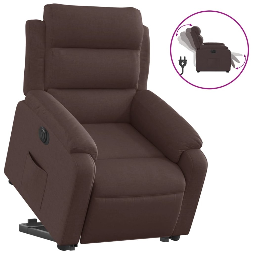 vidaXL Fotoliu electric rabatabil cu ridicare, maro închis, textil