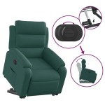 vidaXL Fotoliu electric rabatabil cu ridicare, verde închis, textil