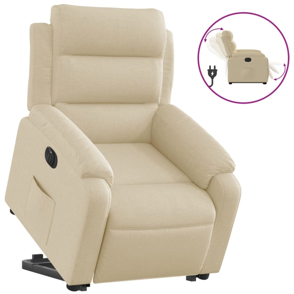 vidaXL Fotoliu electric rabatabil cu ridicare, crem, textil