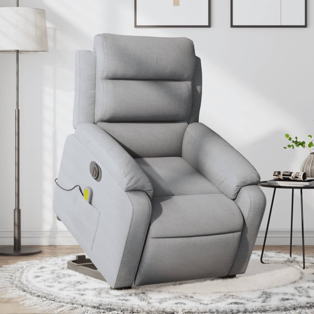 vidaXL Fotoliu electric masaj rabatabil cu ridicare, gri închis textil