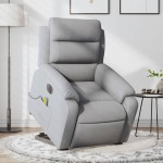 vidaXL Fotoliu electric masaj rabatabil cu ridicare, gri închis textil
