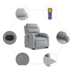 vidaXL Fotoliu electric masaj rabatabil cu ridicare, gri închis textil