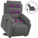 vidaXL Fotoliu electric masaj rabatabil cu ridicare, gri închis textil