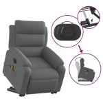 vidaXL Fotoliu electric masaj rabatabil cu ridicare, gri închis textil