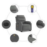 vidaXL Fotoliu electric masaj rabatabil cu ridicare, gri închis textil