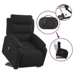vidaXL Fotoliu electric de masaj rabatabil cu ridicare, negru, textil
