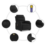 vidaXL Fotoliu electric de masaj rabatabil cu ridicare, negru, textil