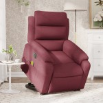 vidaXL Fotoliu de masaj electric rabatabil cu ridicare roșu vin textil vidaXL Fotoliu de masaj electric rabatabil cu ridicare roșu vin textil
