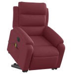 vidaXL Fotoliu de masaj electric rabatabil cu ridicare roșu vin textil vidaXL Fotoliu de masaj electric rabatabil cu ridicare roșu vin textil