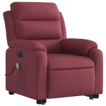 vidaXL Fotoliu de masaj electric rabatabil cu ridicare roșu vin textil vidaXL Fotoliu de masaj electric rabatabil cu ridicare roșu vin textil