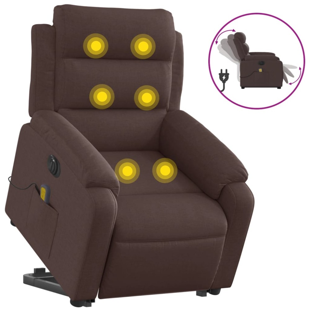 vidaXL Fotoliu electric masaj rabatabil cu ridicare maro închis textil