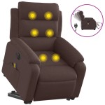 vidaXL Fotoliu electric masaj rabatabil cu ridicare maro închis textil vidaXL Fotoliu electric masaj rabatabil cu ridicare maro închis textil