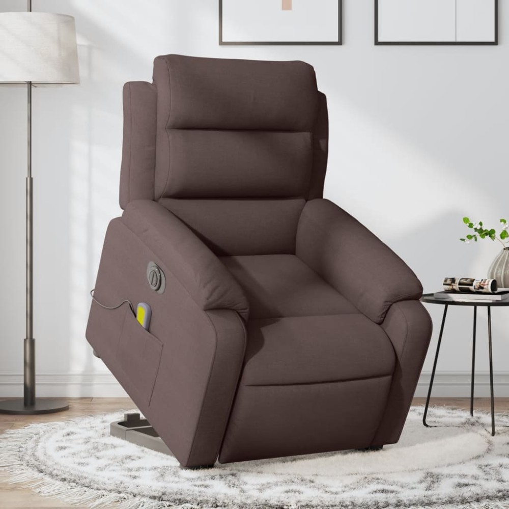 vidaXL Fotoliu electric masaj rabatabil cu ridicare maro închis textil