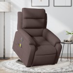 vidaXL Fotoliu electric masaj rabatabil cu ridicare maro închis textil vidaXL Fotoliu electric masaj rabatabil cu ridicare maro închis textil