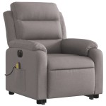 vidaXL Fotoliu electric masaj rabatabil cu ridicare, gri taupe, textil