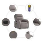 vidaXL Fotoliu electric masaj rabatabil cu ridicare, gri taupe, textil