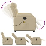 vidaXL Fotoliu electric de masaj rabatabil cu ridicare, crem, textil vidaXL Fotoliu electric de masaj rabatabil cu ridicare, crem, textil