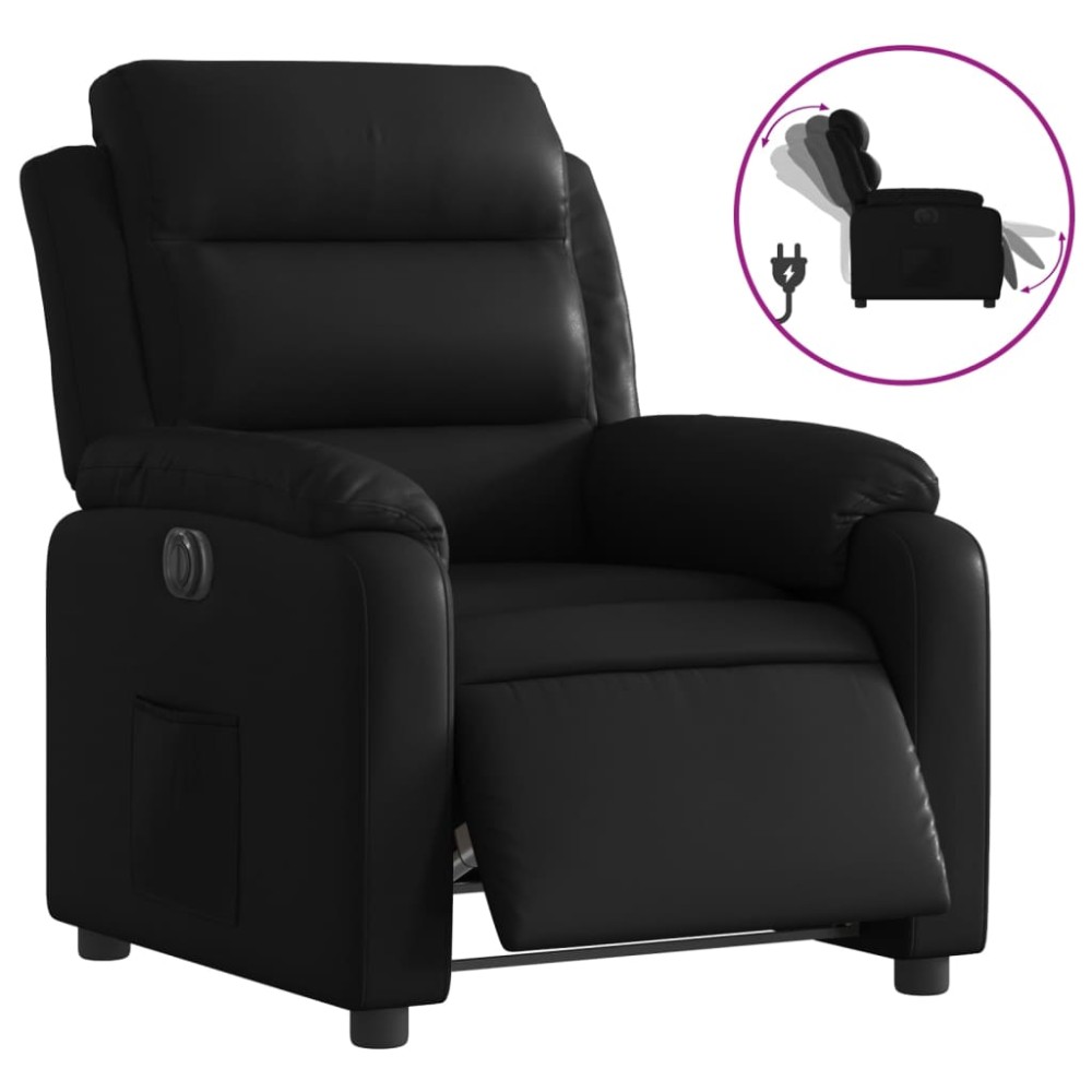 vidaXL Fotoliu rabatabil electric, negru, piele ecologică