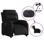vidaXL Fotoliu rabatabil electric, negru, piele ecologică